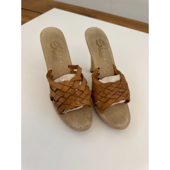 Vintage Braided Leather High Heel Slides By Graceland Size 8 - Picture 2 of 10